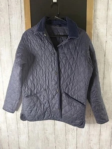 Barbour Quilted Jacket Navy Women 8 US Corduroy Collar Snap - Picture 1 of 8