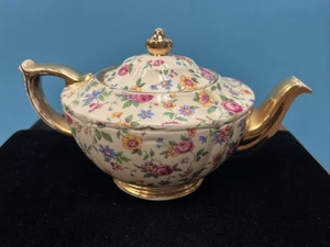 James Sadler Sophie Chintz Teekanne Vintage gelb rosa lila geblümt - Bild 1 von 11