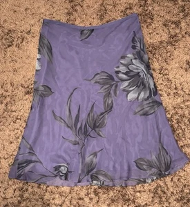 Vtg Geoffrey Beene Purple Floral Skirt Knee High Y2K Whimsical Chiffon 90's Sz 8 - Picture 1 of 14