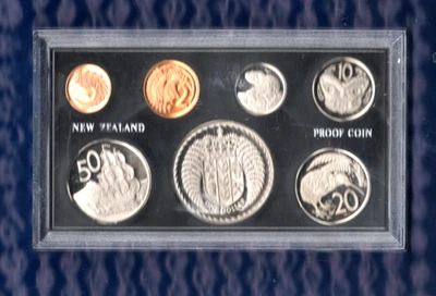 NUEVA ZELANDA - ESPECTACULAR JUEGO DE PRUEBA DE SIETE MONEDAS 1972, DE 1 CÉNTIMO A 1 DÓLAR Foto 1 de 2