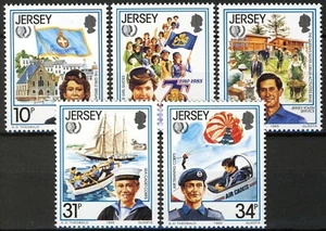 Jersey 1985, Conjunto Organizaciones Juveniles VF MNH, Mi 350-54 cat 5€ - Imagen 1 de 1
