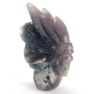 4.7" Crystal Carved Agate Indian Chief Skull, Realisti -Skull Home Decoration - Imagen 1 de 8