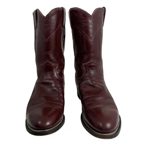 1980s Justin Boots Ladies Ropers SZ 9 Western Stitching Wine Cordoba Leather USA - Picture 1 of 9