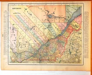 Beautiful Original 1899 Quebec Large Color Map/10x14/ GREAT WALL ART - Picture 1 of 1