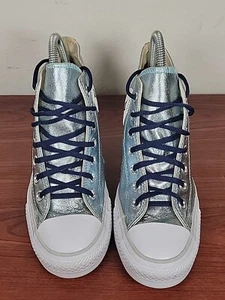Converse CTAS Lux Metallic Hidden Wedge Mid Top Shoes Glacier Blue Women Sz 7.5 - Picture 1 of 10