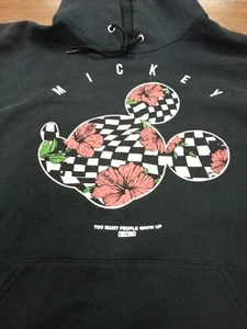 NEFF DISNEY MICKEY Hoodie "Too MANY PPL GROW UP" BLACK PULLOVER 40" x 24" med - Picture 1 of 8