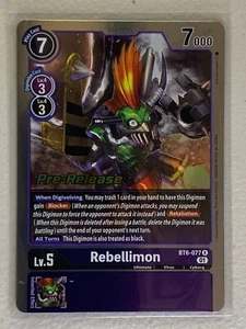 Rebellimon BT6-077 R Digimon Pre-release Event Card - Foto 1 di 2