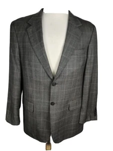 Zino Mens 42R Gray Check 100% Wool Super 100's Sport Coat S20 - Picture 1 of 14