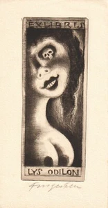 Michel FINGESTEN erotic ExLibris Etching signed in pencil Deeken n.499 Published - Afbeelding 1 van 3