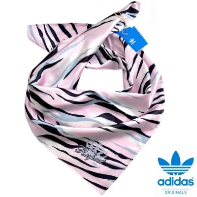 Adidas Missy Elliott Halstuch Dreiecks Tuch Satin Seide Schal rosa/schwarz/weiß
