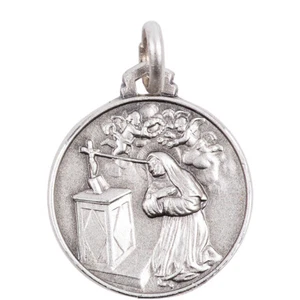 SAINTE RITA PENDENTIF ARGENT VERITABLE 925°/°° COLLIER ECRIN - Picture 1 of 7