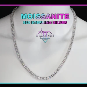 Baguette Moissanite Chain | Moissanite Tennis Chain | Moissanite Hip Hop Chain - Picture 1 of 12