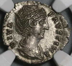 138 NGC Ch AU Faustina Sr Römisches Reich Denar Aeternitas Providentia 20050802C - Bild 1 von 6