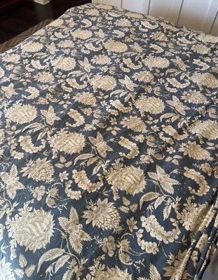 Funda nórdica floral Pottery Barn Margaret lino Palmapore azul marino completa/reina Foto 1 de 4