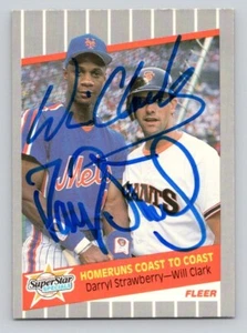 Will Clark & Darryl Strawberry 1989 Fleer Dual Autogrammkarte TTM/IP Signatur - Bild 1 von 2