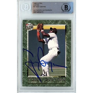 Tony Gwynn Signed 1992 Fleer Ultra #2 Beckett BAS Slabbed Padres MLB HOF Auto - Picture 1 of 5
