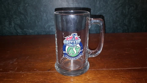 SASKATCHEWAN ROUGHRIDERS 2007 GREY CUP CHAMPIONS BEER GLASS MUG CUP Cover