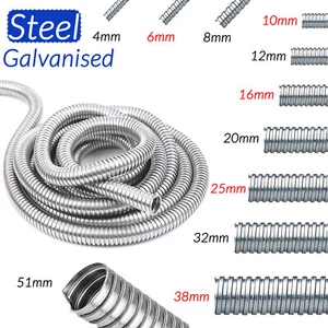 6mm,8mm,10mm,12mm,16mm,20mm,25mm,32mm to 51mm Galvanised Steel Flexible Conduit - Picture 1 of 7