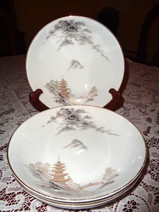 4 WONDERFUL VINTAGE SONE CHINA OF JAPAN “KIYOMIZU” #1963 CREAM SOUP BOWLS - Picture 1 of 5