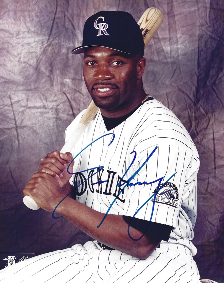 Foto firmada autografiada por Eric Young de 8x10 - MLB Rockies Angels Dodgers - con certificado de autenticidad Foto 1 de 1