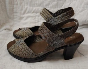 Bernie Mev BM Lizette Gold Pewter Slingback Heels Sandals Women’s Size 38 US 8.5 - Picture 1 of 6