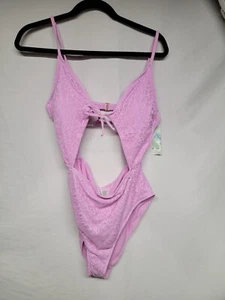 Celebrity Pink Junior's Lavender Lace 1-Piece Swimsuit (Size XL (15-17)) - Picture 1 of 4