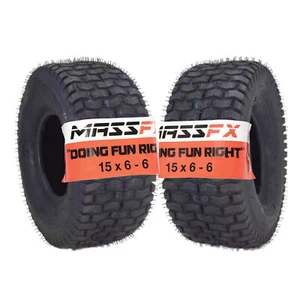 MASSFX 15x6-6 Lawn Mower, Turf, Lawn & Garden Tire 4 Ply 15x6x6 (2 Pack) - Picture 1 of 9