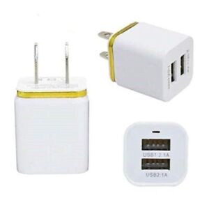 Double port USB wall charger, US plug SET OF 4 for iphone, android- white gold