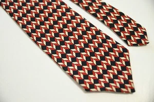Corbata de seda hecha a mano de colección Trad *POLO RALPH LAUREN* rojo azul geométrico foulard sarga - Imagen 1 de 12