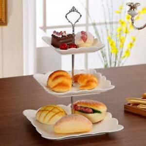 3 Tier Glass Ceramic Cake Stand Afternoon Tea Wedding Plate Party Tableware