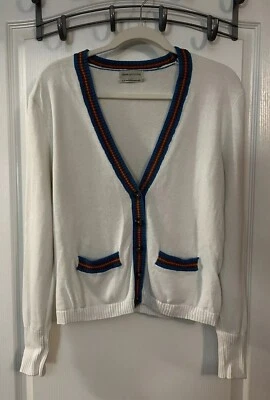 Urban Outfitters Sweater Cardigan Sz S White Contrast Trim V-neck Button Women’s - Image 1 of 4