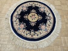 3x3 ROUND CHINESE AUBUSSON PEKING ART DECO HAND KNOTTED 100% WOOL ORIENTAL RUG