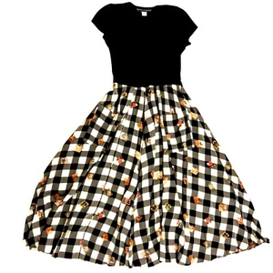 Karen Alexander Damen Cottagecore Neuheit Gingham Blumen Kleid 80er voller Rock 6 - Bild 1 von 13