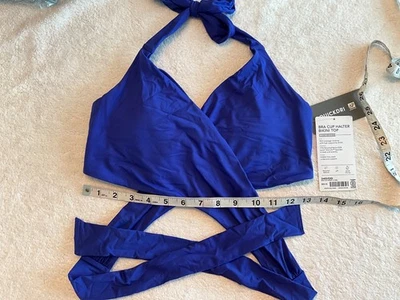  Athleta NWT 34D/DD Yacht Blue Wrap Halter Bra Cup Bikini Top Swim 383978 M - Image 1 of 4