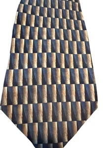 Oscar De La Renta Neckwear Men Silk Tie Brown Gray with Print 3.75" x 59" - Picture 1 of 5