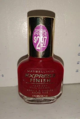 Vintage Rare Maybelline Express Finish Nail Polish Enamel RED RUSH .5 fl oz - Image 1 of 3