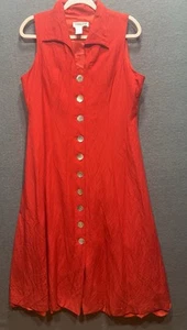 Coldwater Creek Women's Linen Blend Maxi Sleeveless. Size 14 Red - Picture 1 of 9