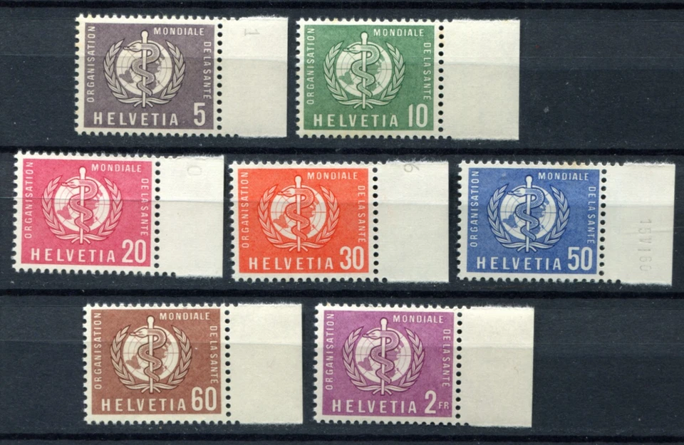 Switzerland 1957-1960 • Sc# 5O26..34 WHO • 7 stamps MNH VF* (SU-8743) - Image 1 of 1
