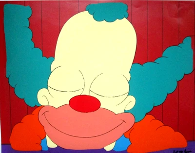 HUGE 1990 SIMPSONS KRUSTY CLOWN FOX ORIGINAL PRODUCTION CEL Bart Homer comedian - Image 1 of 3