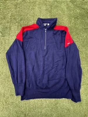 Vintage North Face Sweater Mens Large Navy Red Wool Knit Half Zip Pullover 90s - Image 1 of 4
