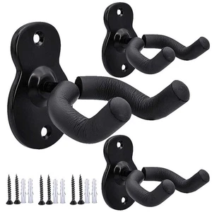Paquete de 3 ganchos de pared de montaje en pared para guitarra soporte de guitarra de metal negro para Acous... - Imagen 1 de 7