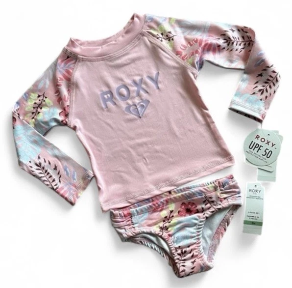 NUEVO CON ETIQUETAS CONJUNTO DE NATACIÓN ROXY 2 PIEZAS NIÑAS 18 MESES UPF 50 Foto 1 de 2