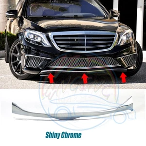 Shiny Chrome Front Bumper Lower Molding Trim For Mercedes S63 S65 AMG 2014-2016 - Picture 1 of 8