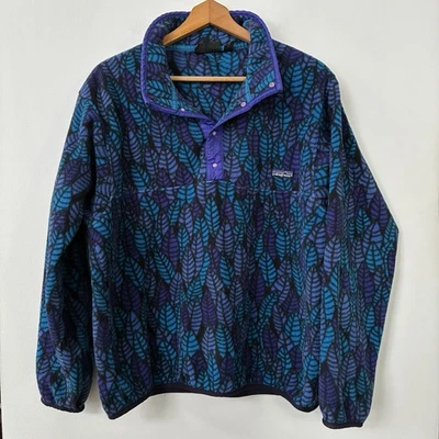 Patrón de hojas de vellón Patagonia Synchilla Snap T vintage hecho en EE. UU. talla grande Foto 1 de 4