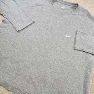 Nike Shirt Men XXL Waffle Knit Thermal Gray Boxy Solo Swoosh Long Sleeve Y2K  - Picture 1 of 10