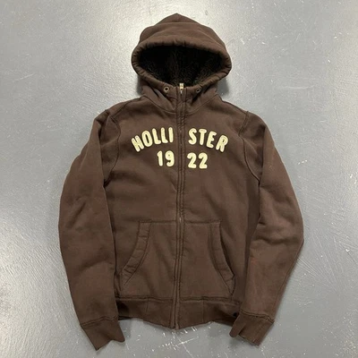 Y2K Hollister brown heavyweight Faux fur line zipup jacket size L Measured 23x27 - Image 1 of 4