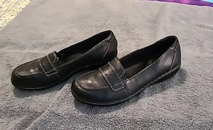 Clark's Collection Women's Black Leather Comfort Loafers Size US 9M - Picture 1 of 5