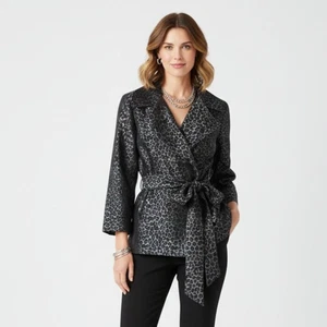 Top envolvente Alex Marie gris y negro con estampado de animales media manga PL - Imagen 1 de 6