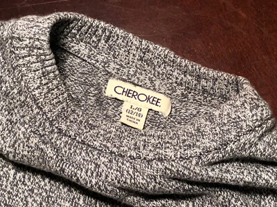 CHEROKEE Boys Sz L (12-14) Gray W/ Red Lining Pattern Long Sleeve Sweater - Image 1 of 3