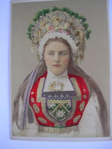 SWEDEN Early Color Portrait of Girl in Native Costume. CIRCA 1890 See Pictures. - Imagen 1 de 12